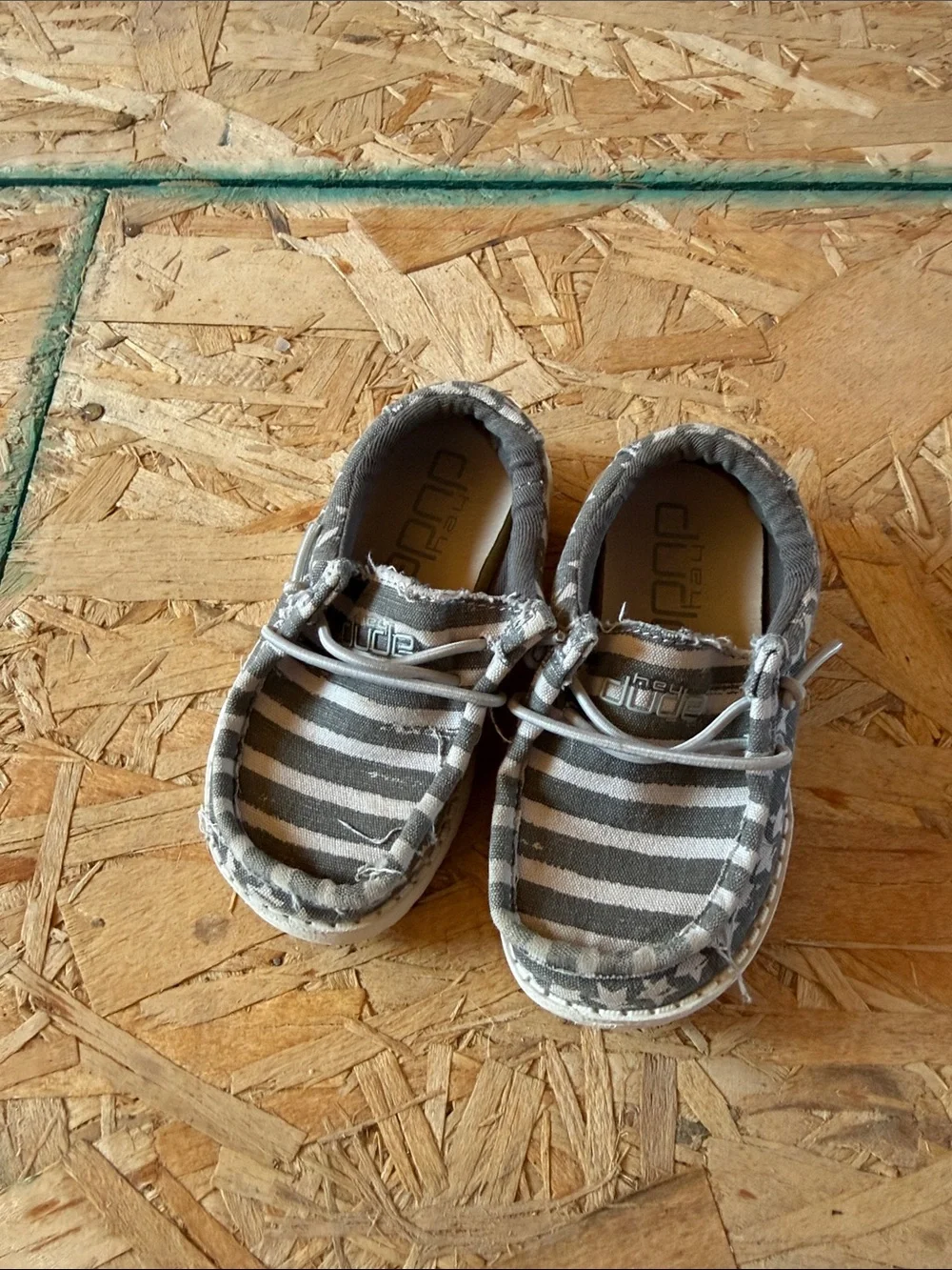 Hey Dude Kids Wally Striped Slip-On Shoes - Gray and White